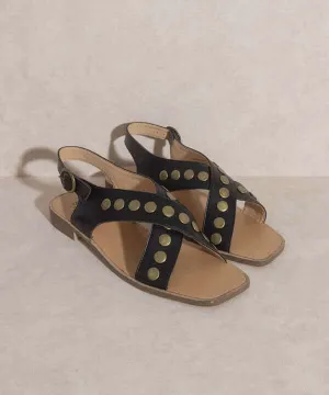 OASIS SOCIETY Kylie - Black Tan Studded Cross Band Summer Sandals