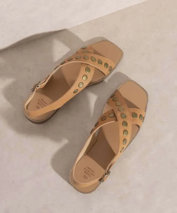 OASIS SOCIETY Kylie - Black Tan Studded Cross Band Summer Sandals