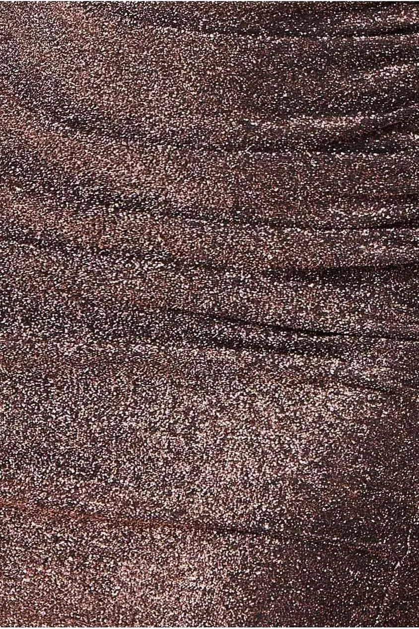Open Back One Sleeve Lurex Midi - Bronze by Goddiva