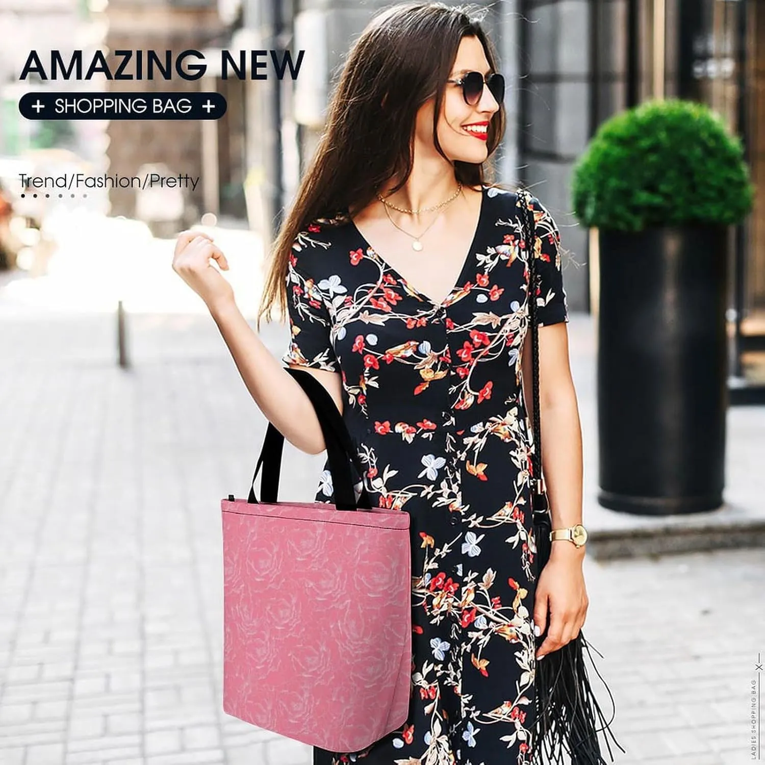 Pink Hibiscus Lily Flowers Hobo Handbags With Zipper Women's Tote Handbags