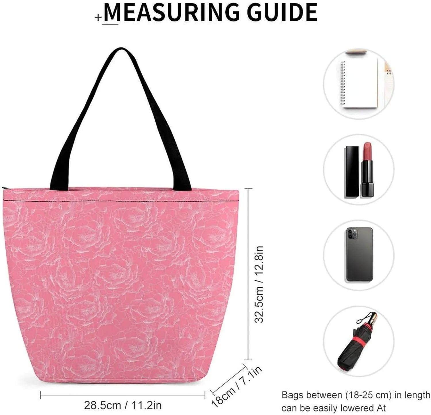 Pink Hibiscus Lily Flowers Hobo Handbags With Zipper Women's Tote Handbags