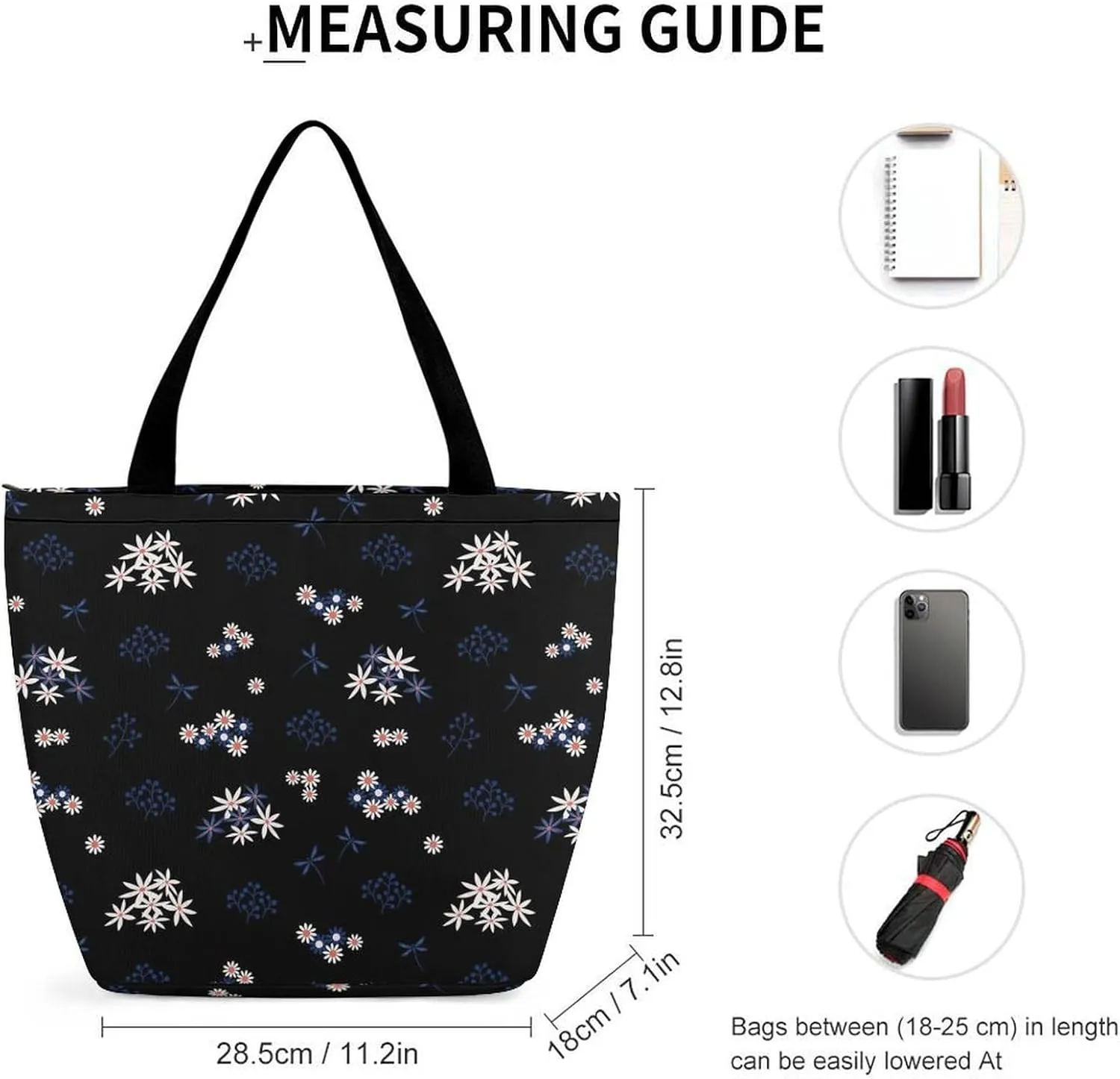 Pink Wild Flowers Print Hobo Handbags With Zipper Women's Tote Handbags
