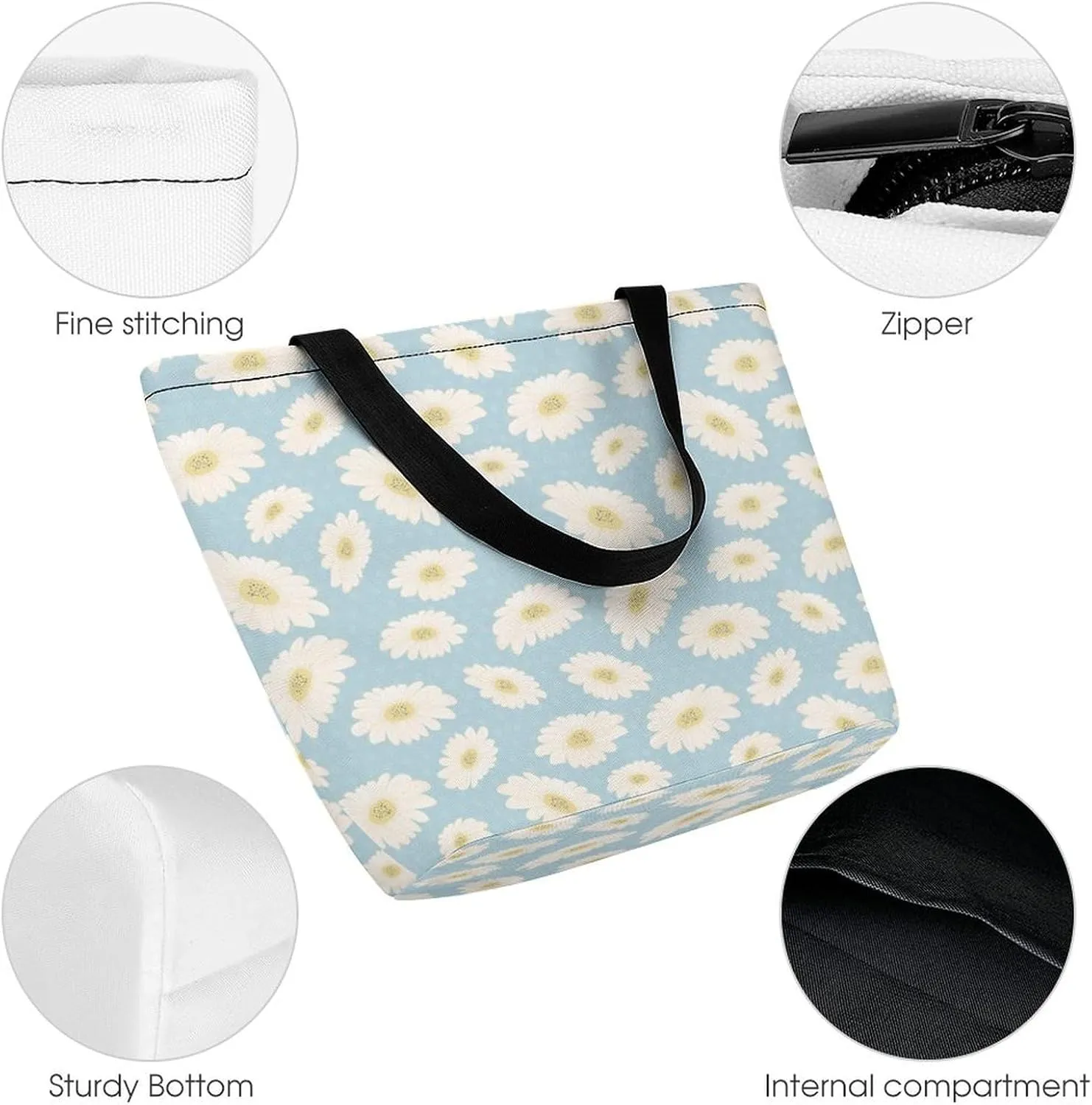 Pink Wild Flowers Print Hobo Handbags With Zipper Women's Tote Handbags
