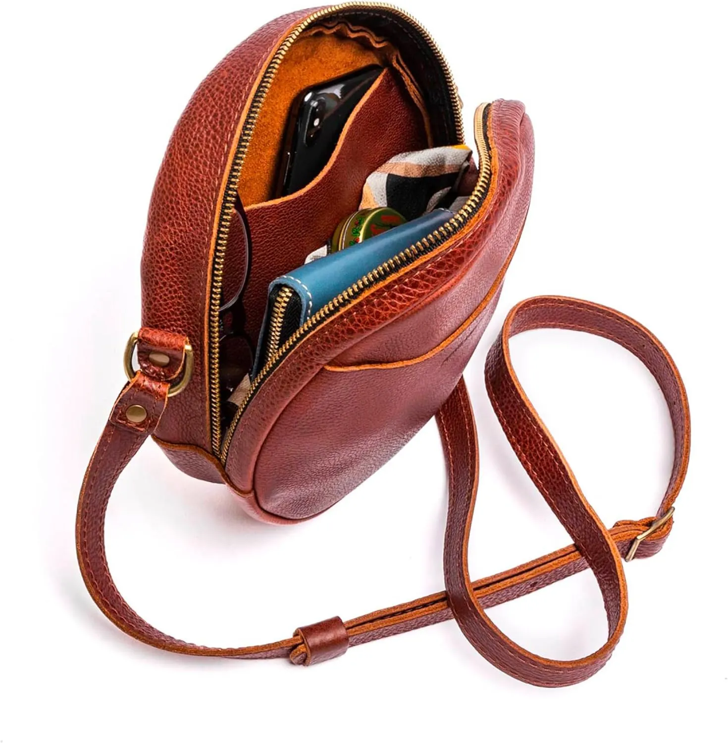 Portland Leather Goods Circle Crossbody Bag for Women  Handmade from the Finest Full-Grain Hides