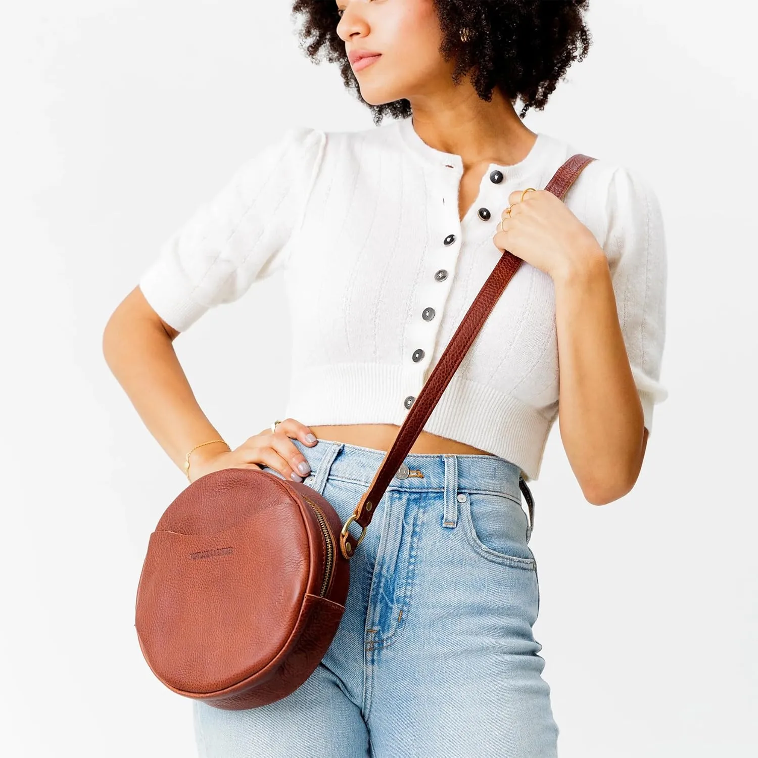 Portland Leather Goods Circle Crossbody Bag for Women  Handmade from the Finest Full-Grain Hides