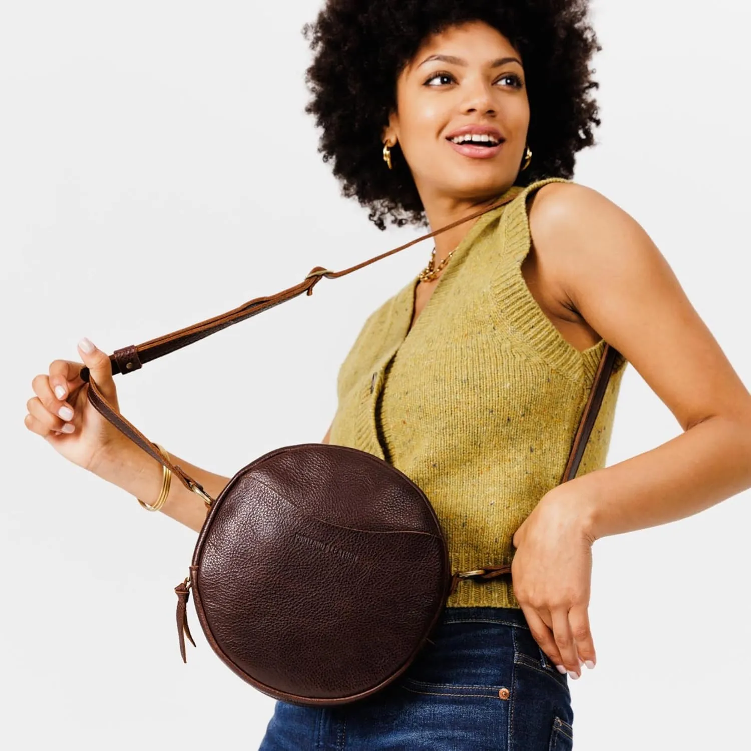 Portland Leather Goods Circle Crossbody Bag for Women  Handmade from the Finest Full-Grain Hides