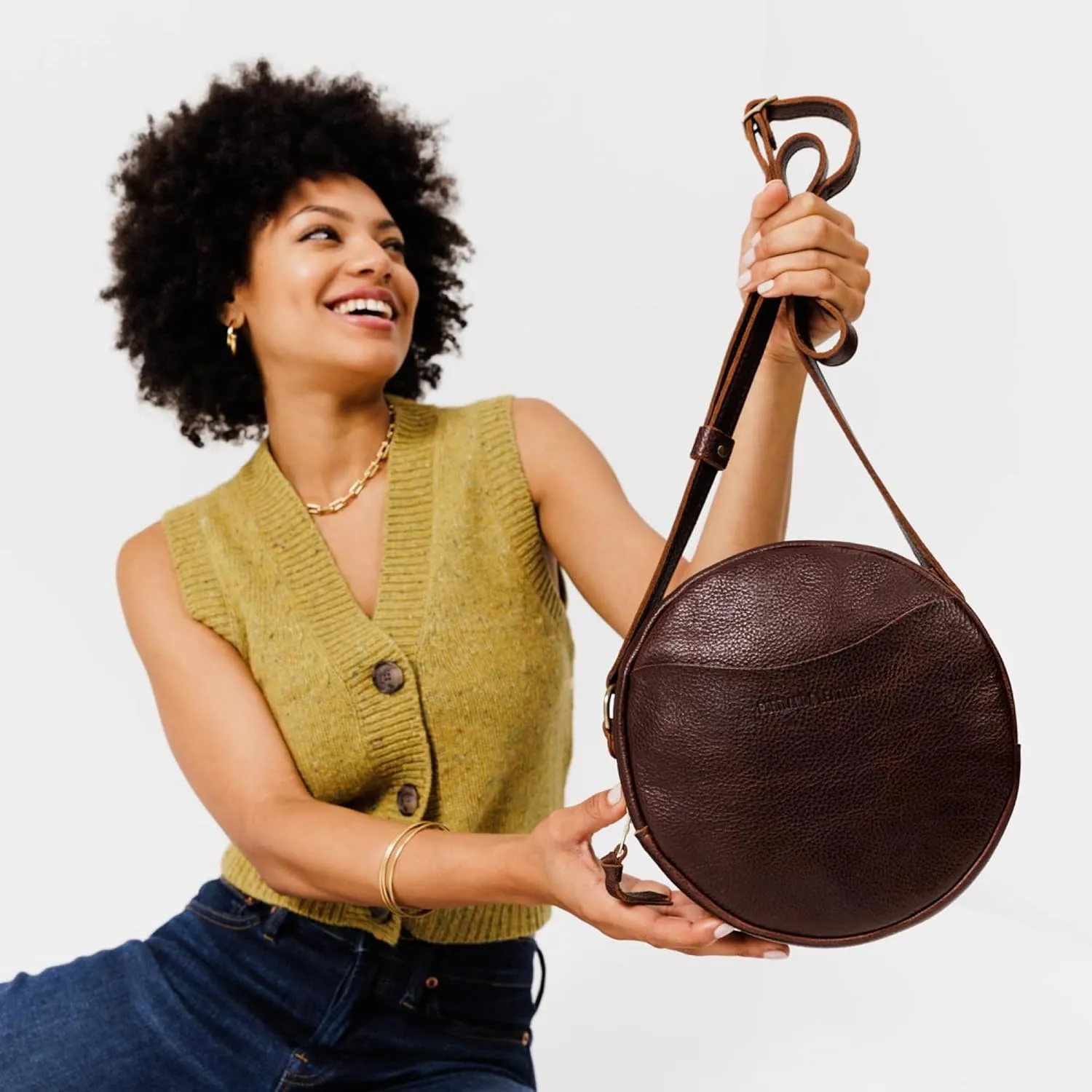 Portland Leather Goods Circle Crossbody Bag for Women  Handmade from the Finest Full-Grain Hides