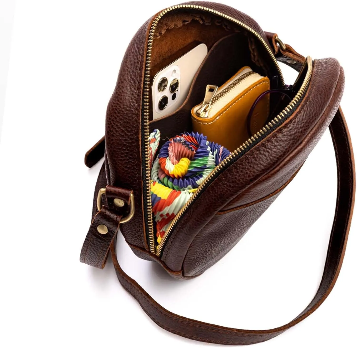Portland Leather Goods Circle Crossbody Bag for Women  Handmade from the Finest Full-Grain Hides