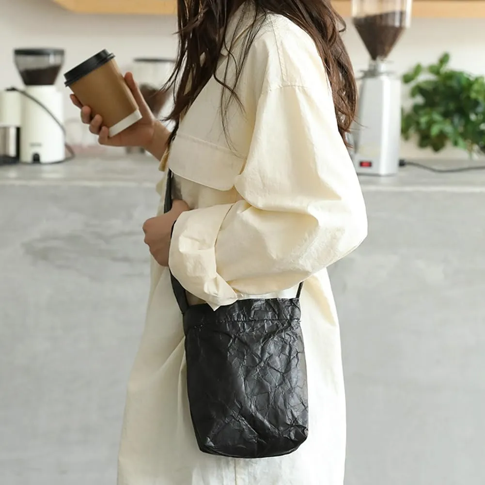 PVC Bucket Bag Women Slouchy Kraft Paper Hobo Bags Satchels Crescent Shoulder Bag Crossbody Purse Top-handle Tote Handbag