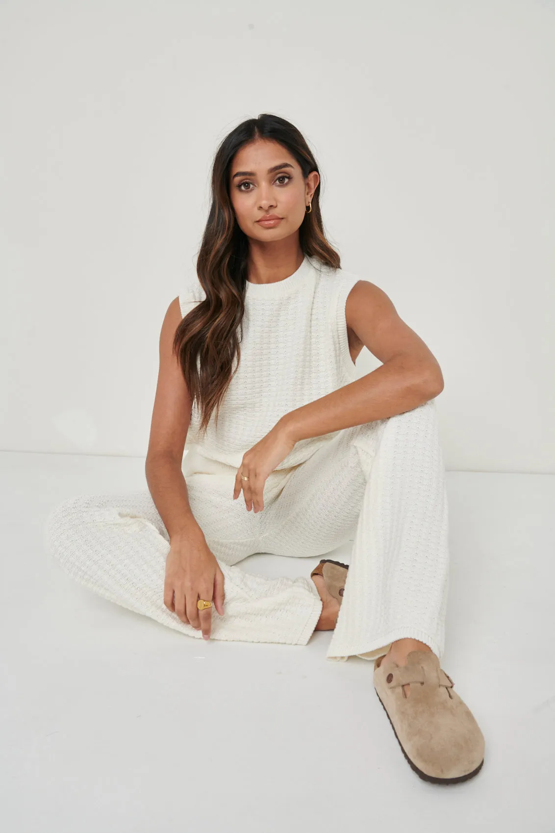 Quinn Crochet Knit Top - White
