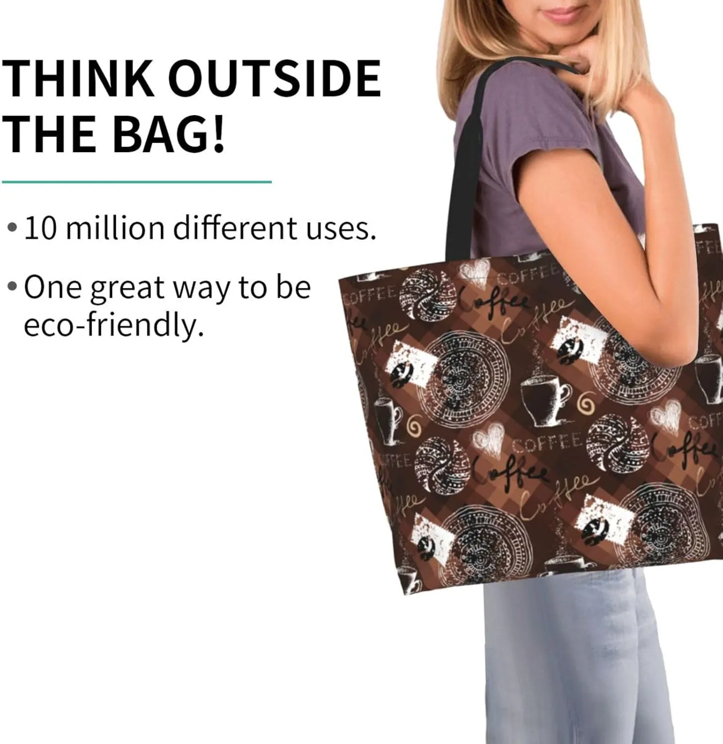 Retro Vintage Coffee Time Polygonal Women's Tote Bag Large Capacity Single Shoulder Bags Handbag for Shopping Work