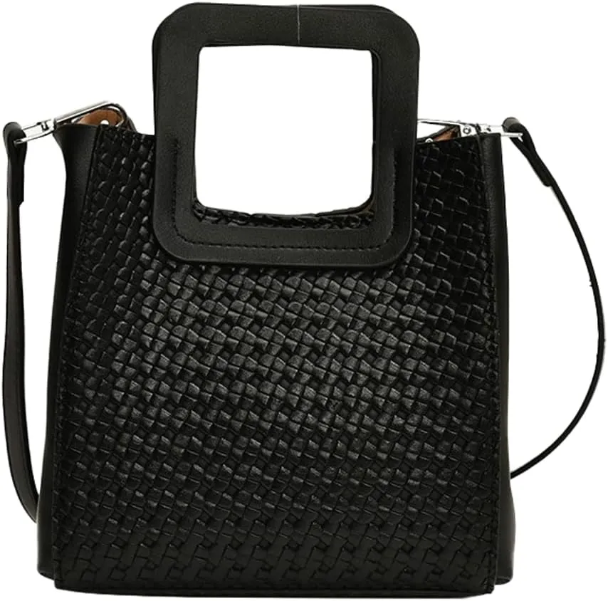 Retro Woven Crossbody Handbags For Women Clutch Satchels Shoulder Purse Ladies Trendy Bucket Bag for Work Travel