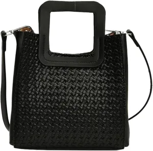 Retro Woven Crossbody Handbags For Women Clutch Satchels Shoulder Purse Ladies Trendy Bucket Bag for Work Travel