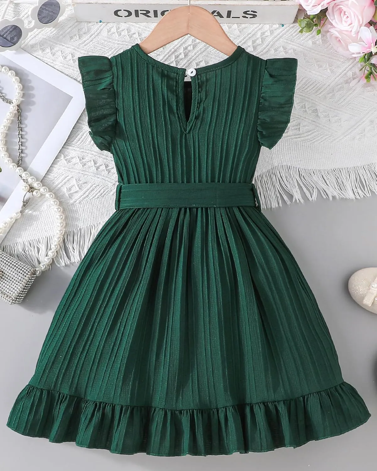 Rosibel Toddler Girls Dress Kids Ruffles Sleeveless Casual Dresses Little Girls Summer Beach Sundress 2-7Y