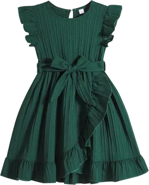 Rosibel Toddler Girls Dress Kids Ruffles Sleeveless Casual Dresses Little Girls Summer Beach Sundress 2-7Y