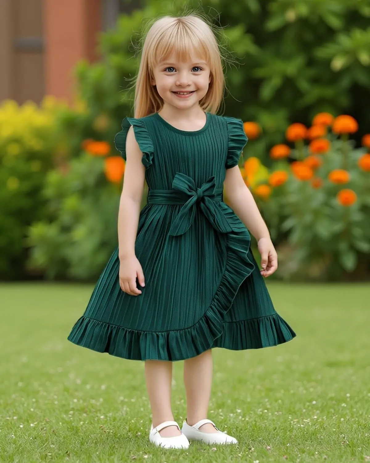 Rosibel Toddler Girls Dress Kids Ruffles Sleeveless Casual Dresses Little Girls Summer Beach Sundress 2-7Y