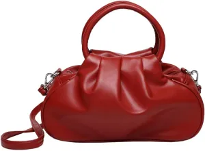 Rungion Small Cute Cloud Crossbody Shoulder Bag for Women Vegan Leather Phone Purse Pleated Top Handle Handbag Satchels