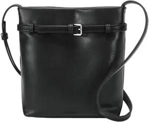 Rungion Trendy Genuine Leather Bucket Purses for Women Small Crossbody Shoulder Bag Handbags Ladies Casual Phone Satchels
