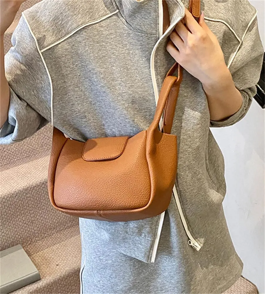 Rungion Womens Trendy Bucket Handbag Purse Small Vegan Leather Shoulder Crossbody Bag Cute Y2k Satchels 2Pcs