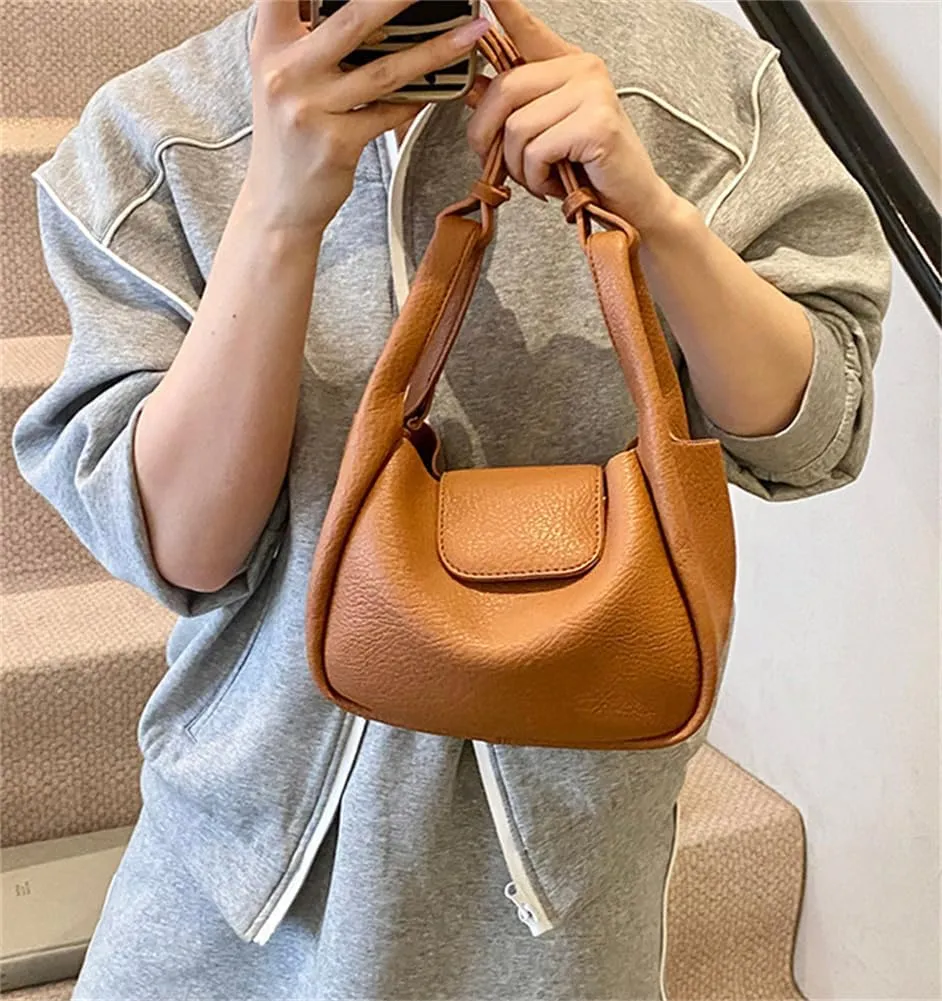 Rungion Womens Trendy Bucket Handbag Purse Small Vegan Leather Shoulder Crossbody Bag Cute Y2k Satchels 2Pcs