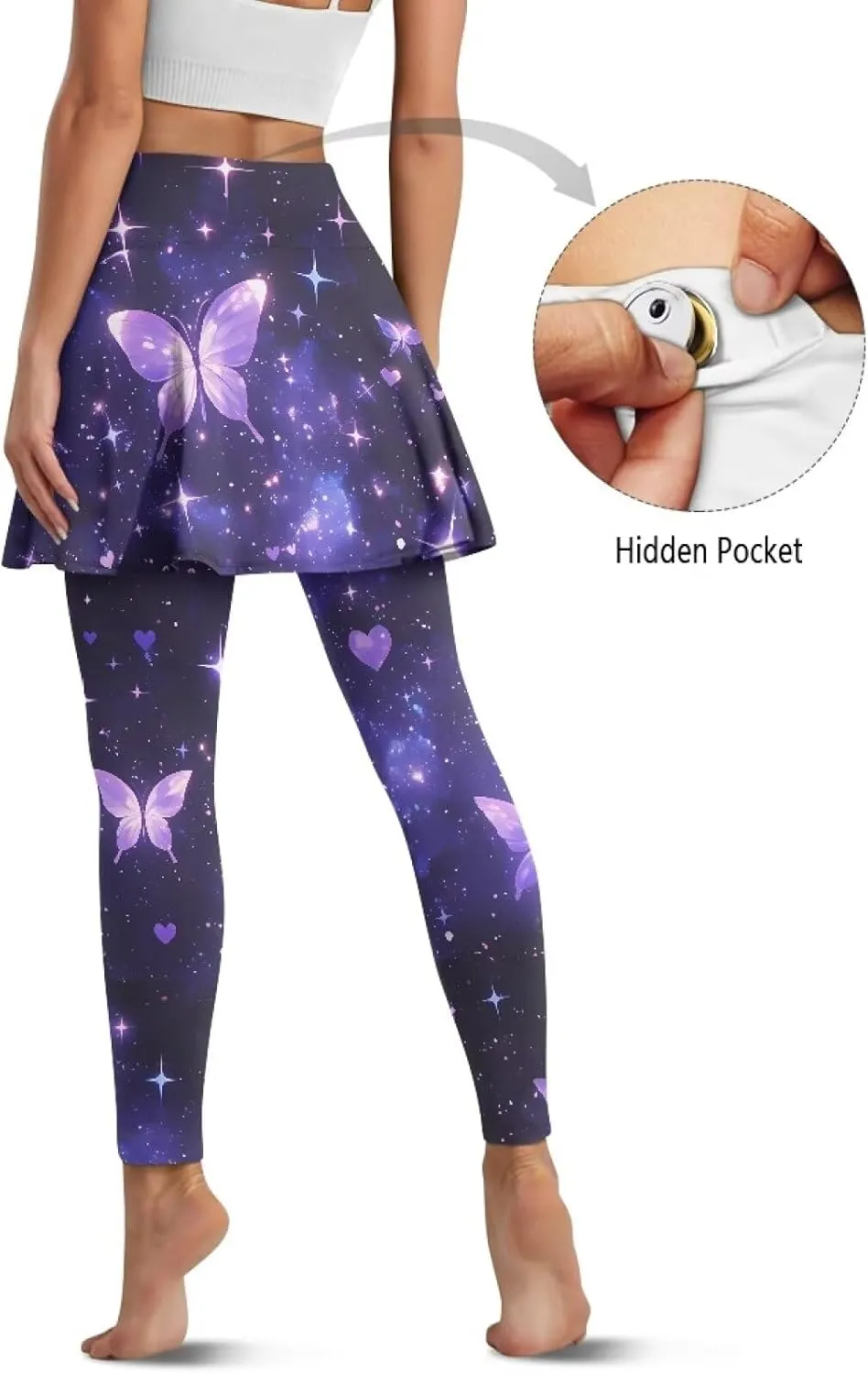 Skirted Leggings for Women Stretch High Waist Yoga Leggings with Skirts Casual Athletic Golf Tennis Skorts