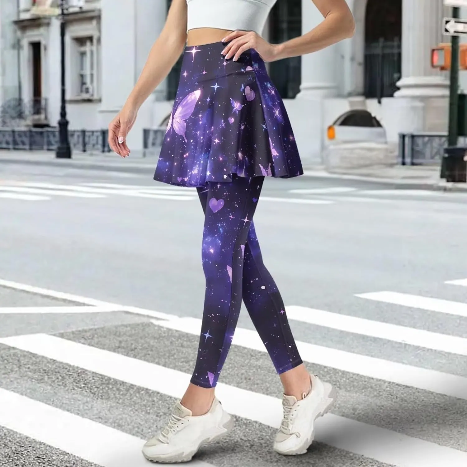 Skirted Leggings for Women Stretch High Waist Yoga Leggings with Skirts Casual Athletic Golf Tennis Skorts