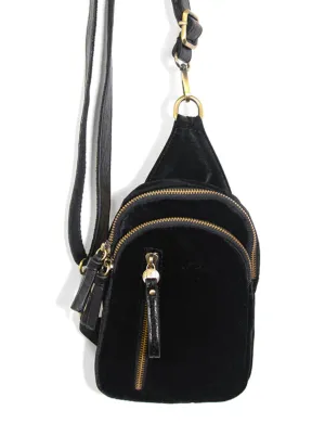 Skyler Velvet Sling Bag [Black-L8198]