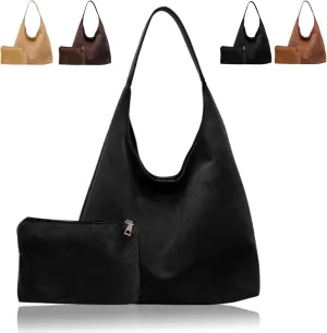 Slouchy Hobo Bags Women Suede Crescent Satchels Shoulder Bag Crossbody Purse,Brown Suede Bag,Slouchy Suede Tote Bag