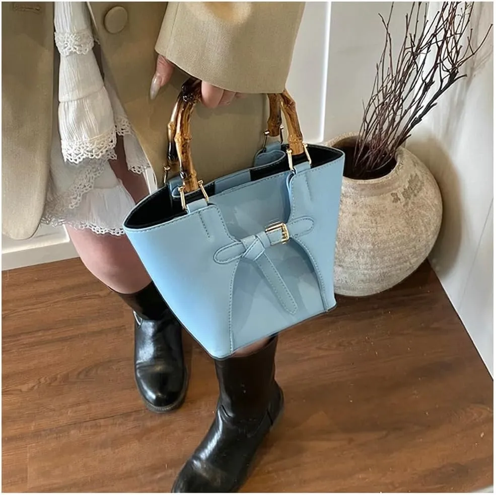 Slouchy PU Leather Bucket Bag Women Crescent Hobo Bags Trendy Crossbody Purse Satchels Shoulder Bag Top-handle Tote Handbag