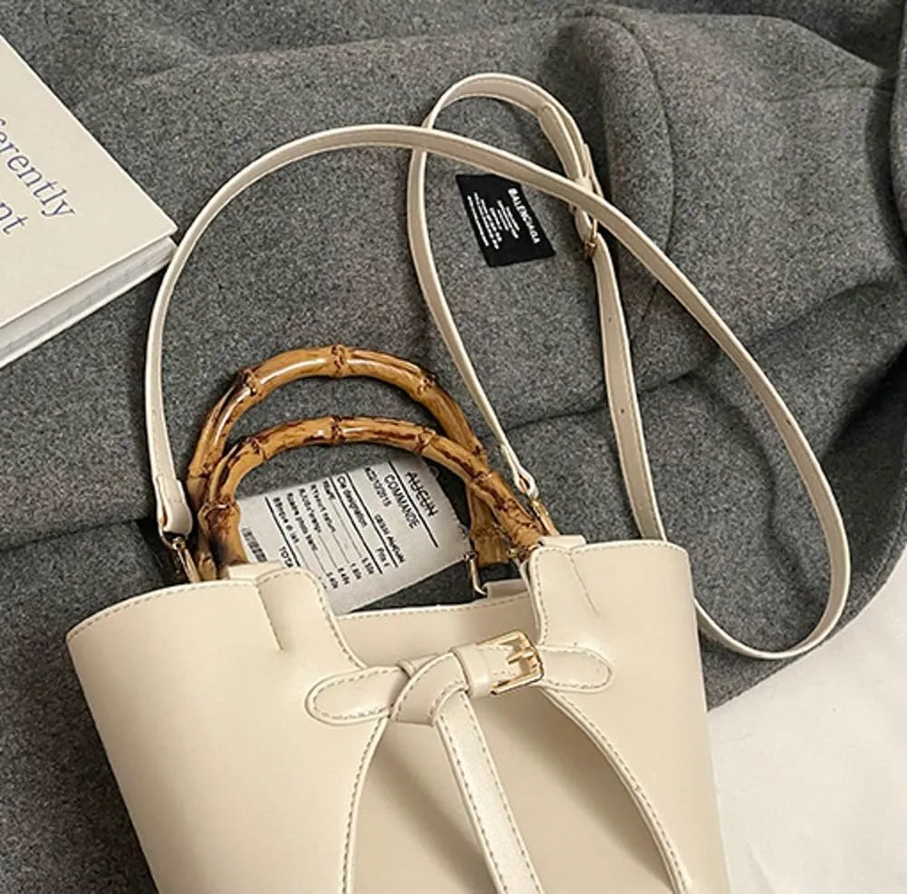 Slouchy PU Leather Bucket Bag Women Crescent Hobo Bags Trendy Crossbody Purse Satchels Shoulder Bag Top-handle Tote Handbag