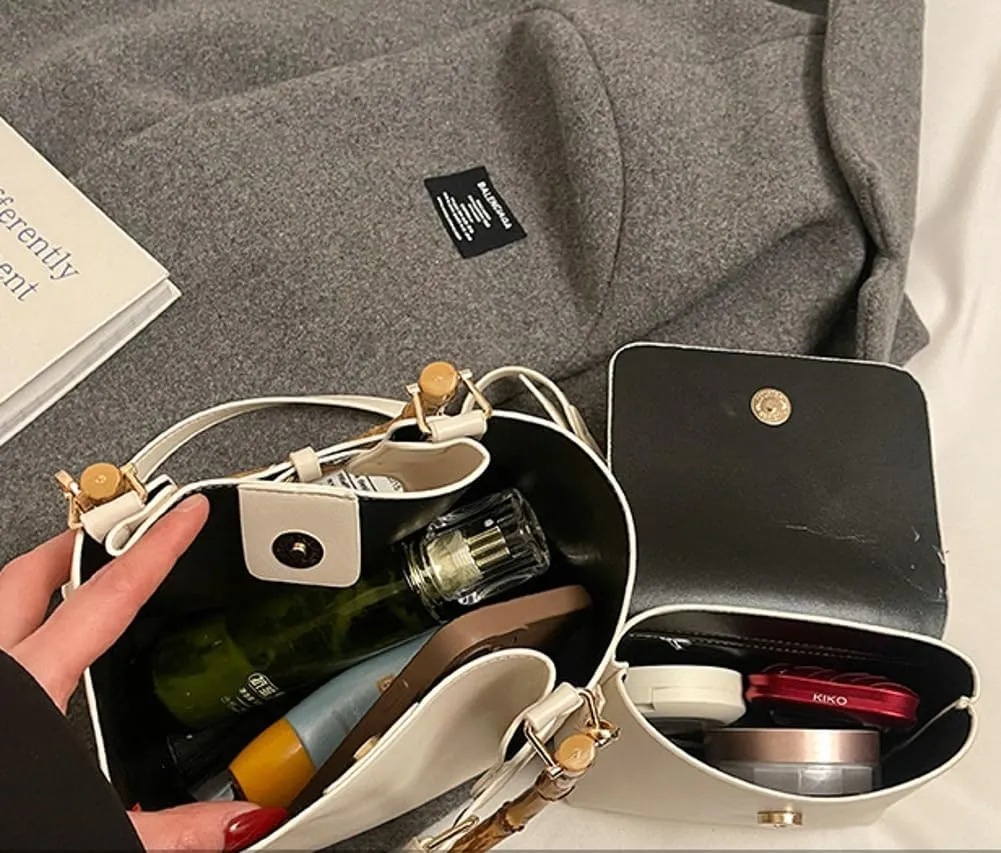 Slouchy PU Leather Bucket Bag Women Crescent Hobo Bags Trendy Crossbody Purse Satchels Shoulder Bag Top-handle Tote Handbag