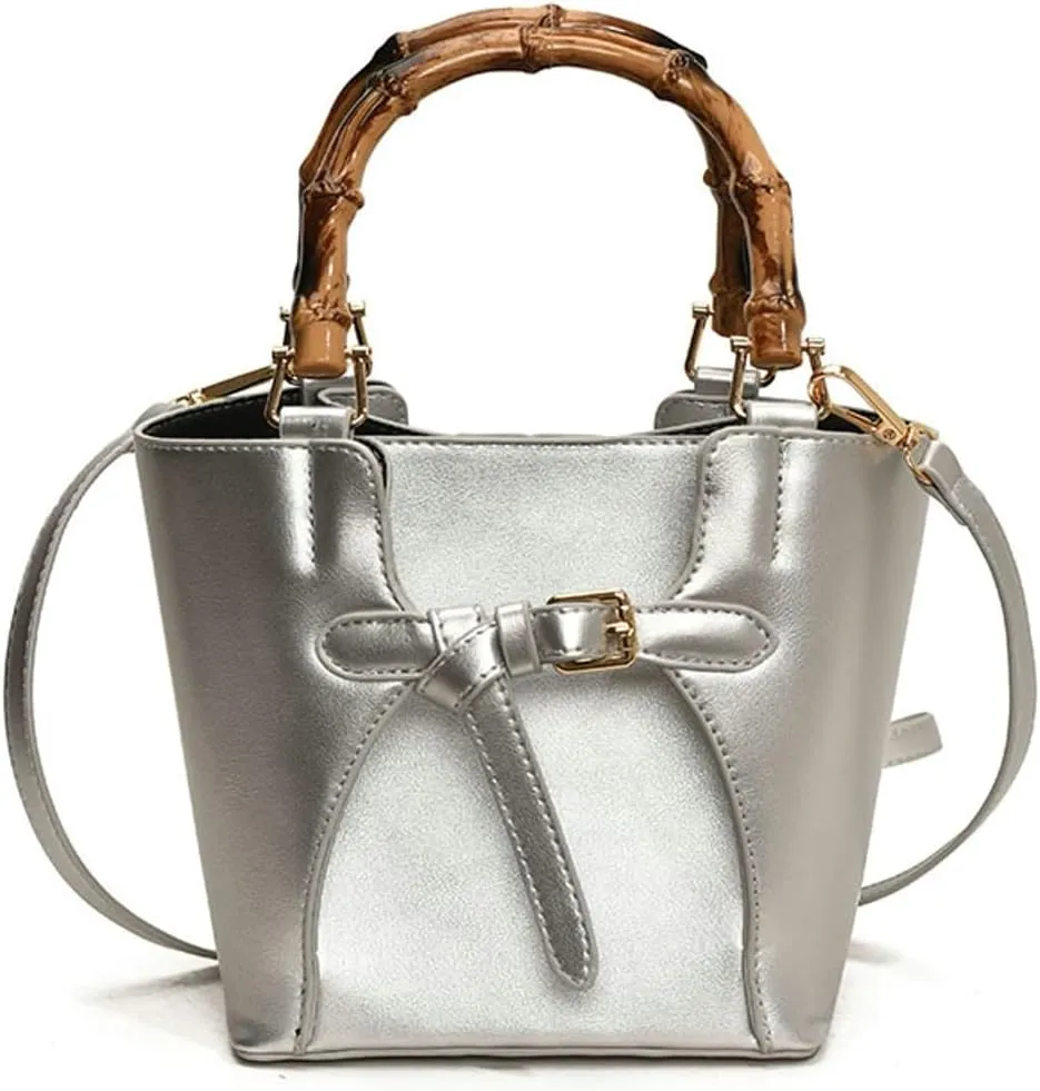 Slouchy PU Leather Bucket Bag Women Crescent Hobo Bags Trendy Crossbody Purse Satchels Shoulder Bag Top-handle Tote Handbag