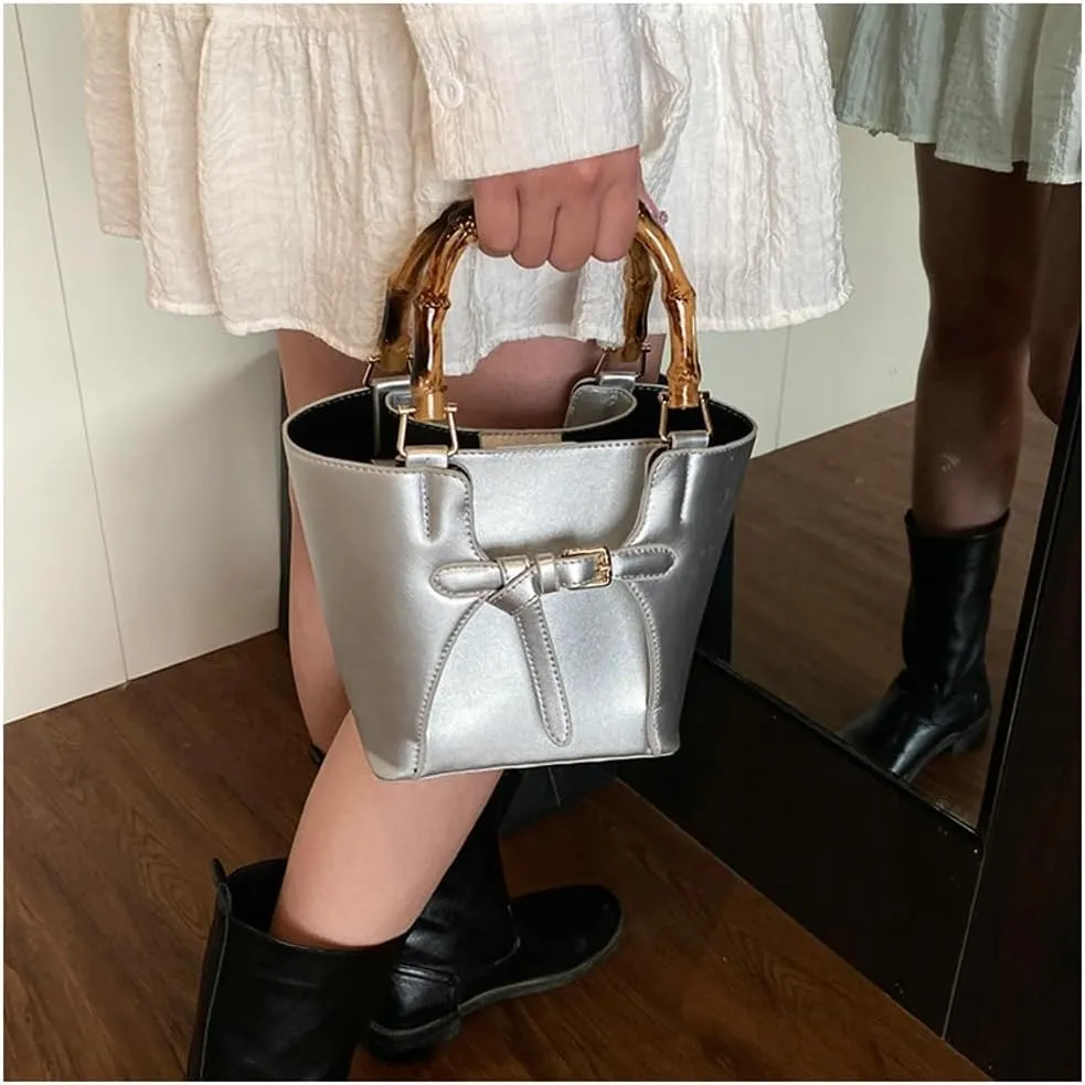 Slouchy PU Leather Bucket Bag Women Crescent Hobo Bags Trendy Crossbody Purse Satchels Shoulder Bag Top-handle Tote Handbag