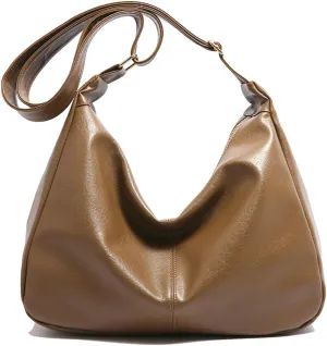 Slouchy PU Leather Hobo Bags Women Trendy Shoulder Bag Crescent Crossbody Purse Cute Satchels Bag Top-handle Tote Handbag