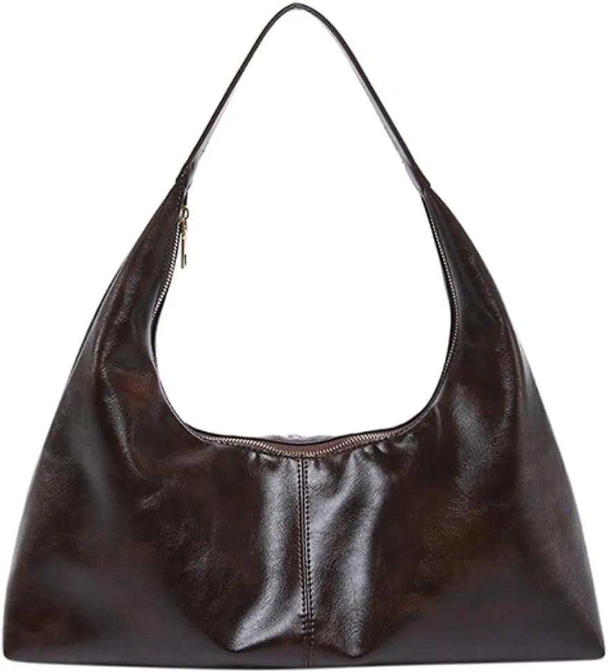 Slouchy PU Leather Hobo Bags Women Trendy Shoulder Bag Cute Crescent Crossbody Phone Purse Satchels Top-Handle Tote Handbag