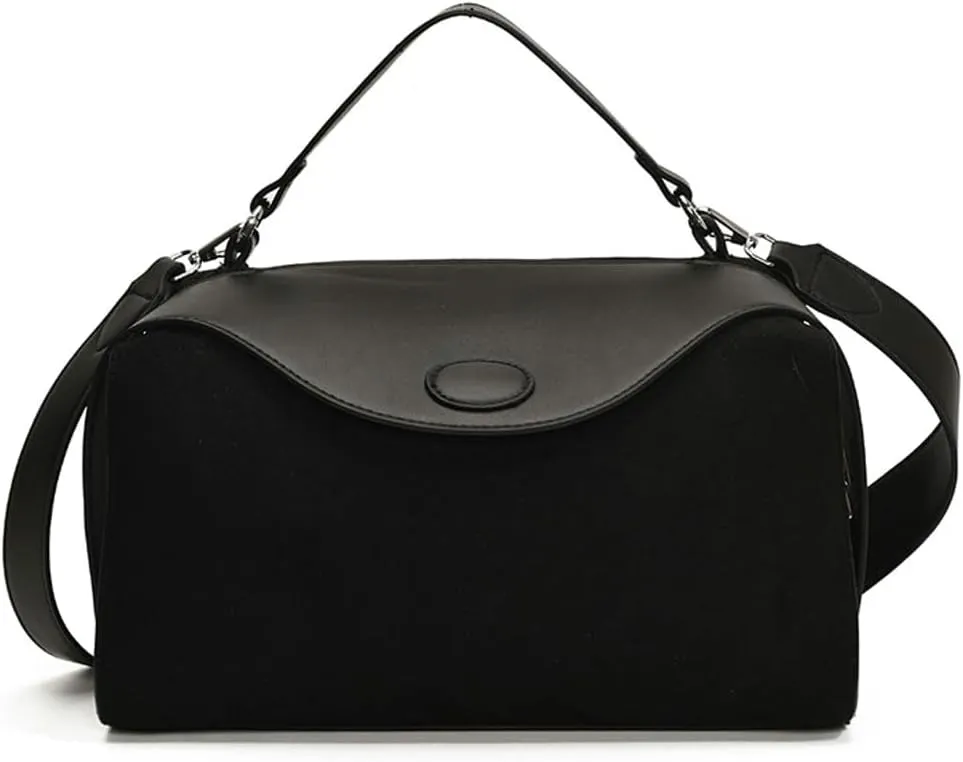 Slouchy Suede Crescent Shoulder Bag Women Trendy Box Hobo Bags Crossbody Purse Cute Satchels Bag Top-handle Tote Handbag