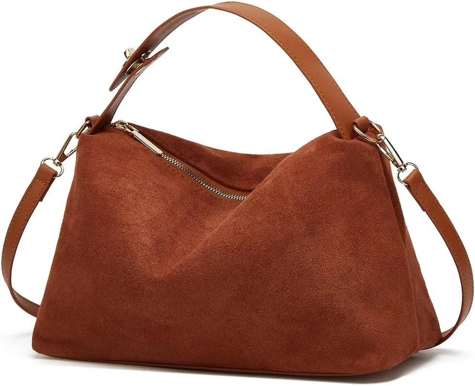 Slouchy Suede Tote Bags for Women Soft Faux Leather Satchels Large Shoulder Crossbody Purse Trendy Working Handbag
