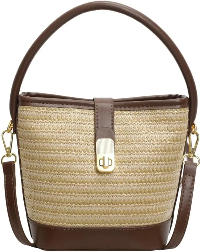 Slouchy Woven Shoulder Handbags for Women Bucket Bag Boho-style Crossbody Purse Ladies Satchels Commuter Bag