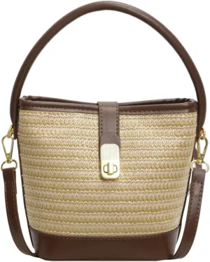 Slouchy Woven Shoulder Handbags for Women Bucket Bag Boho-style Crossbody Purse Ladies Satchels Commuter Bag
