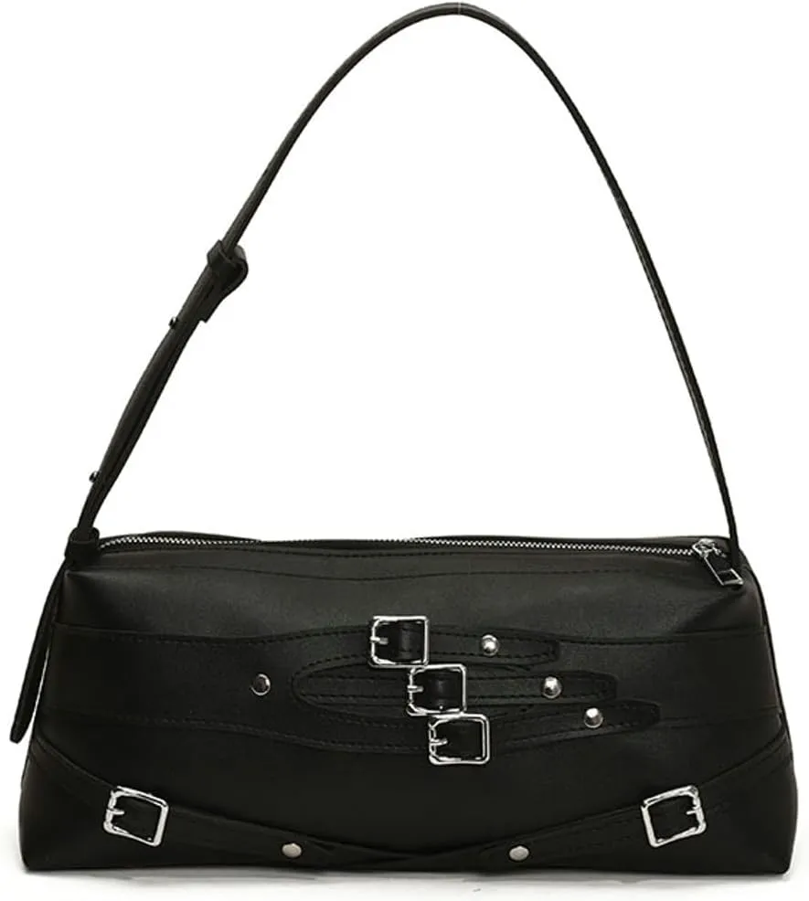 Slouchy Y2K PU Leather Crescent Hobo Bags Women Trendy 90s Crossbody Purse Satchels Shoulder Bag Top-handle Tote Handbag