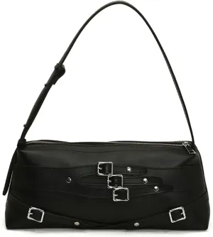 Slouchy Y2K PU Leather Crescent Hobo Bags Women Trendy 90s Crossbody Purse Satchels Shoulder Bag Top-handle Tote Handbag