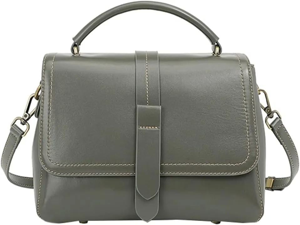 Small Genuine Leather Crossbody Shoulder Bags for Women Trendy Tote Handbags Purse Ladies Vintage Work Satchels