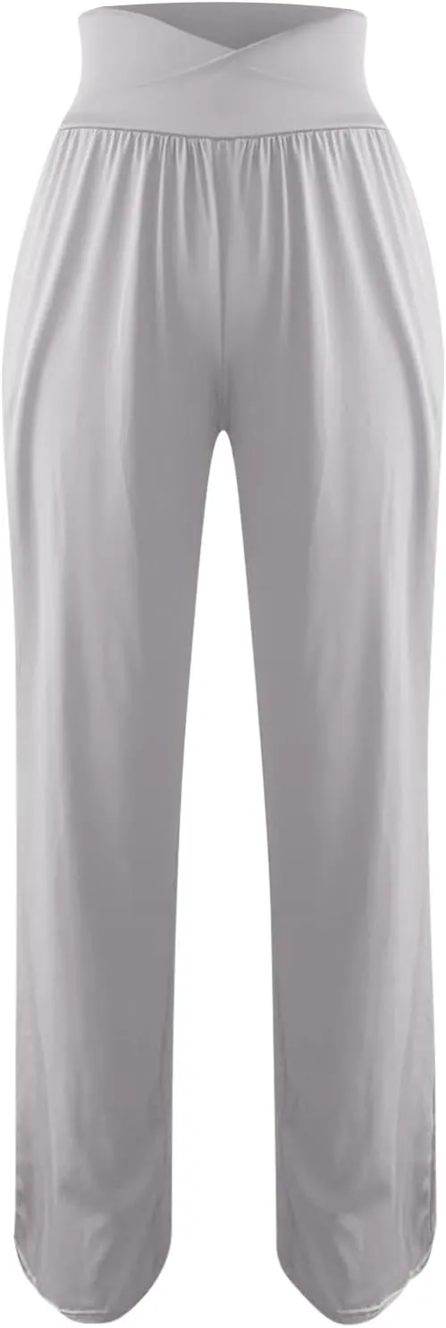 SMIDOW Womens Wide Leg Yoga Pants with Pockets Casual Loose High Waist Workout Pants Comfy Lounge Trousers Bootcut