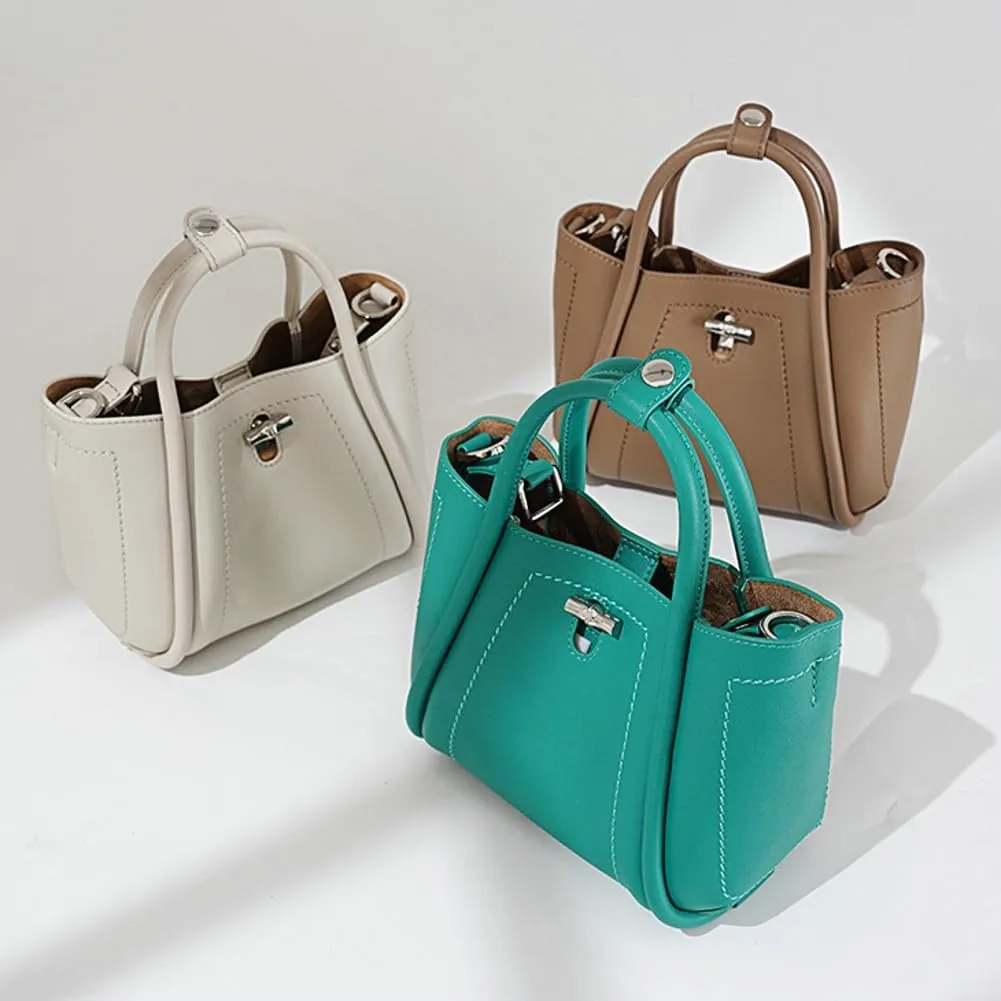 Soft Genuine Leather Crossbody Bags for Women Small Y2k Bucket Tote Shoulder Purse Trendy Ladies Handbags Satchels