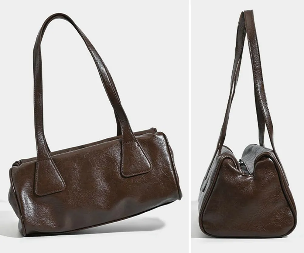 Soft Vegan Leather Shoulder Purses for Women Small Vintage Tote Bag Ladies Work Handbag Top Handle Satchels