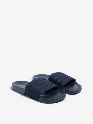SOLEPLAY Navy Perforated Striped Slides