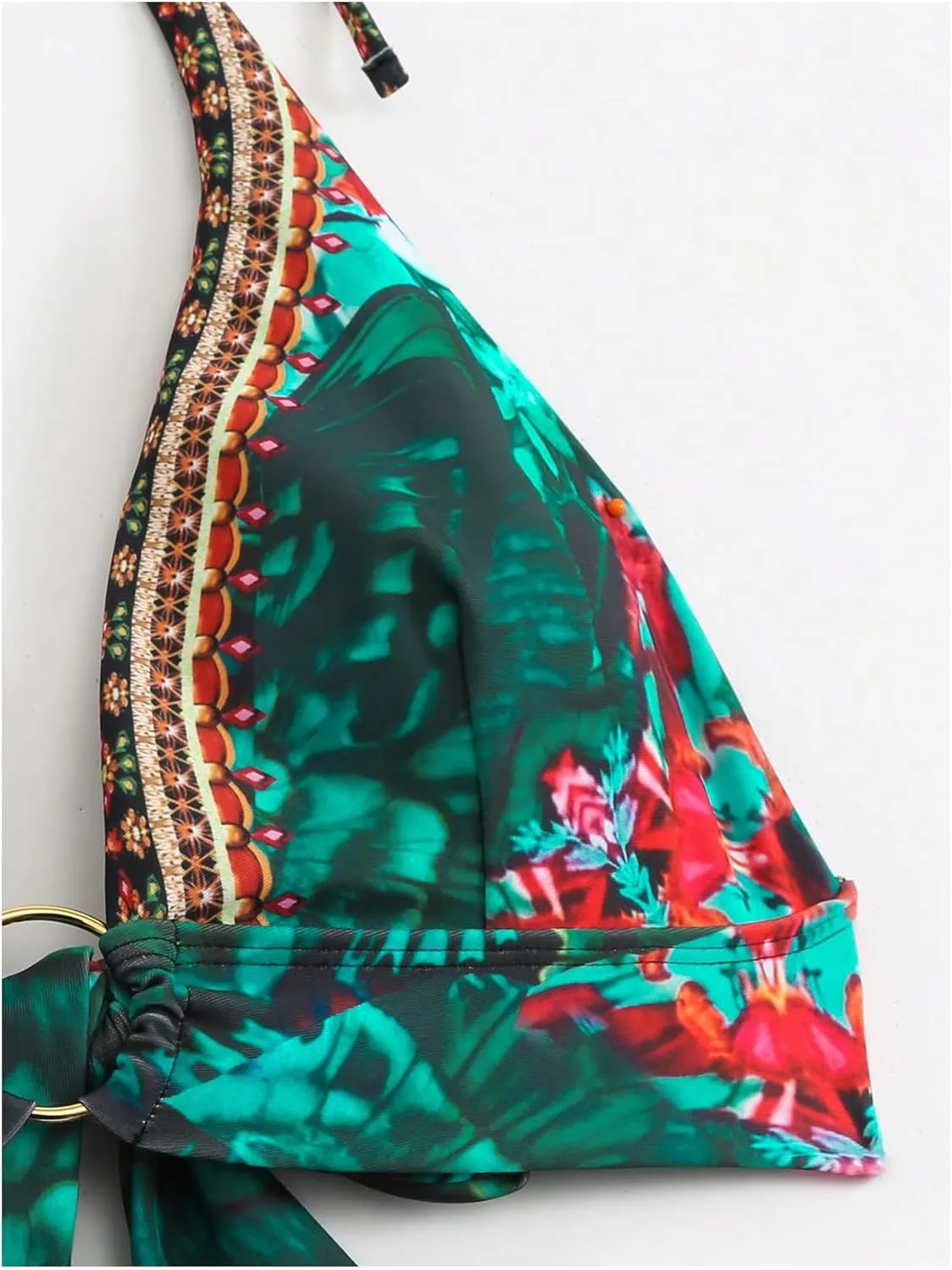 SOLY HUX Bikini Sets for Women Floral Print Halter Bathing Suit Tie Back Boho Vacation Two Piece Swimsuit