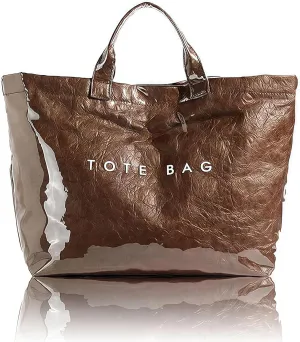 Stellaya Tote Bag, 2025 New PVC Kraft Paper Tote Bag for Womens, Letters Print Tote Bags, Large Shopping Hobo Handbags