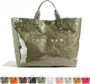 Stellaya Womens Letters Print Tote Bag, Women's PVC Kraft Paper Tote Bag, Stellaya Tote Bag