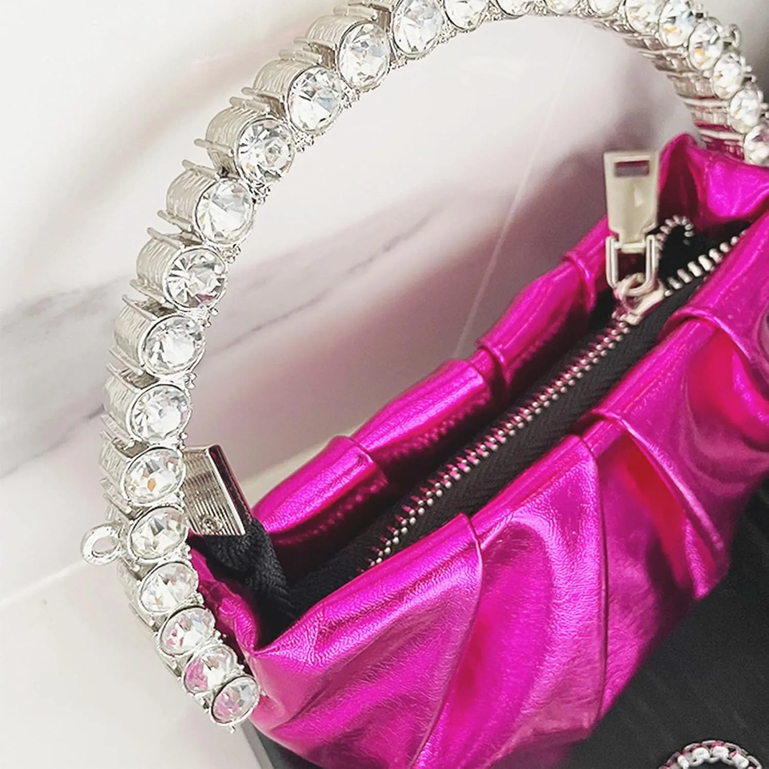 Stylish Women Handbag Evening Party Bridal Clutch Bag with for Rhinestone Handle Girls Prom Wedding Wallet Purse
